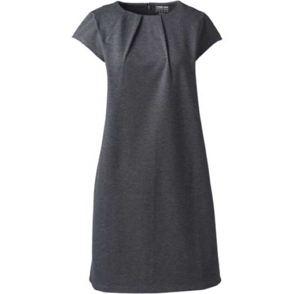 Lands End Women's Short Sleeve Ponte Dress- Grey